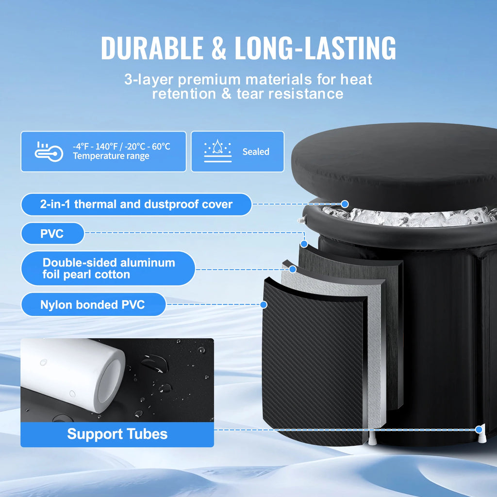 Ice Bath Tub Cold Water Therapy Plunge Tub for Athletes Portable Outdoor Ice Barrel Plunge Pool Inflatable Ice Bathtub