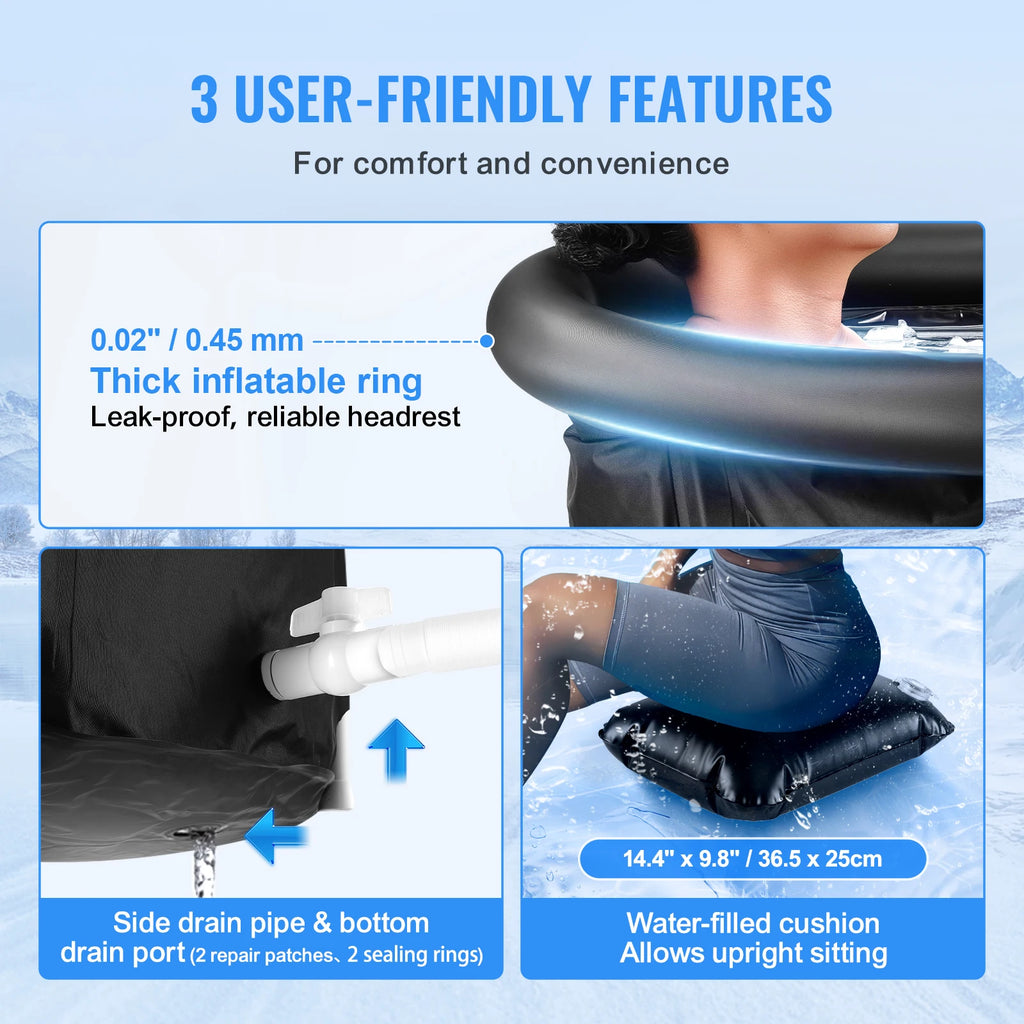 Ice Bath Tub Cold Water Therapy Plunge Tub for Athletes Portable Outdoor Ice Barrel Plunge Pool Inflatable Ice Bathtub