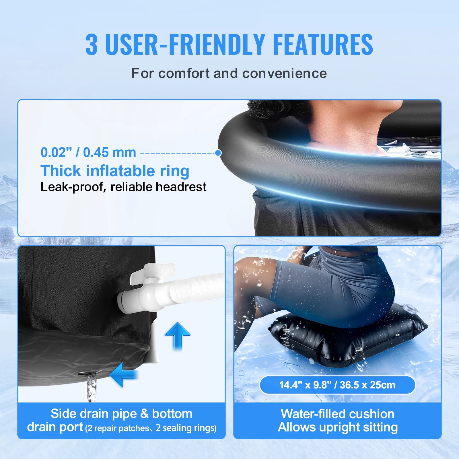 Ice Bath Tub Cold Water Therapy Plunge Tub for Athletes Portable Outdoor Ice Barrel Plunge Pool Inflatable Ice Bathtub