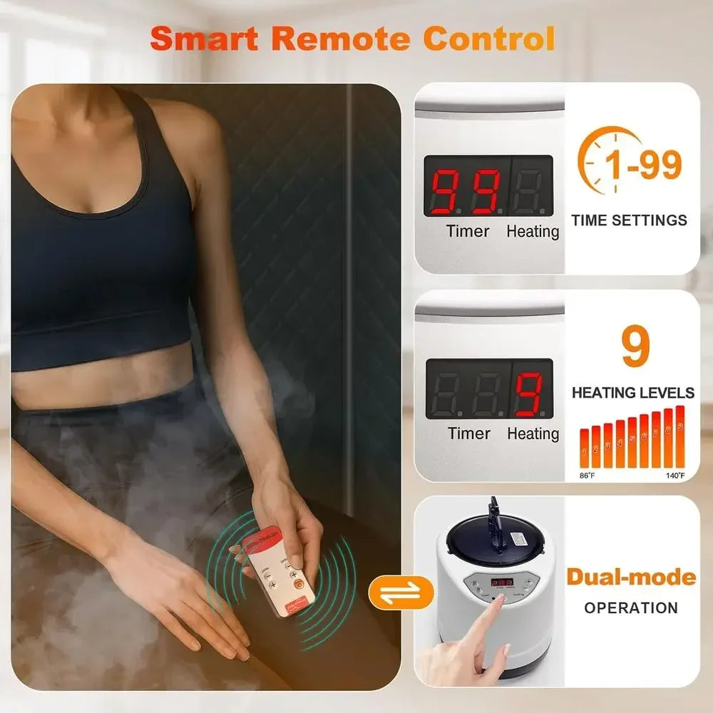 Portable Home Sauna Tent with Red Light Therapy, Quick Heat, Easy Setup, 2.5L Steamer, 2.6' X 2.6' X 5.9'