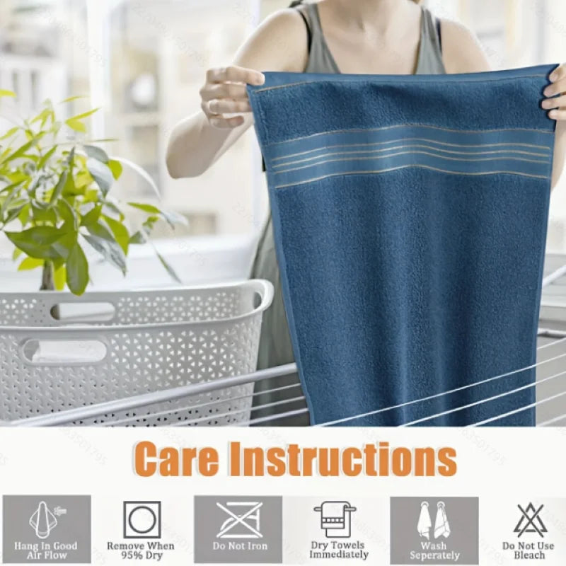 100% Cotton Towels 35X75Cm Set of 3 Ultra Absorbent Quick Dry with Gold Thread Decoration Versatile for Bedroom Bathroom Kitchen Spa Gym